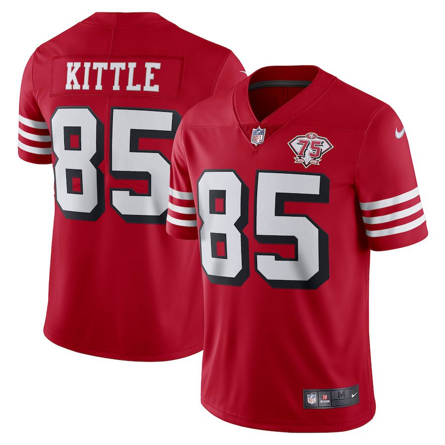 Men San Francisco 49ers 85 George Kittle Nike Scarlet 75th Anniversary Limited NFL Jersey
